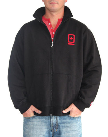 60°N 95°W Men's black full-zip mock neck sweater