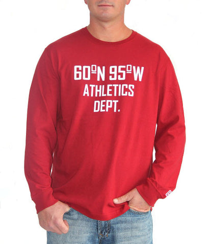 60°N 95°W Men's harvest red long sleeve t-shirt