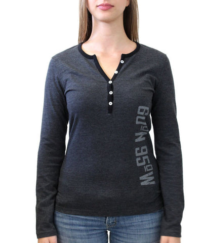 60°N 95°W Women's black mix 5 button henley