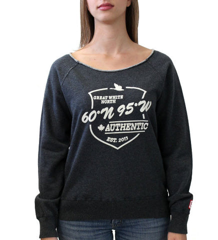 60°N 95°W Women's charcoal grey boat neck sweater