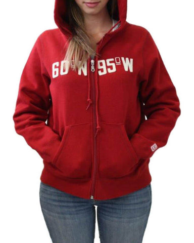 60°N 95°W Women's harvest red full-zip hoodie