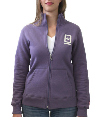 60°N 95°W Women's lavender full-zip mock neck sweater