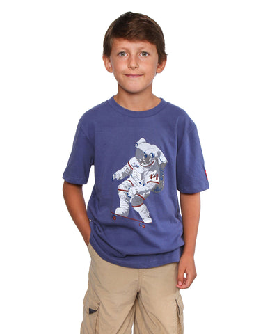 Official Chris Hadfield Skateboarding Astronaut Boy's T-shirt (Royal)