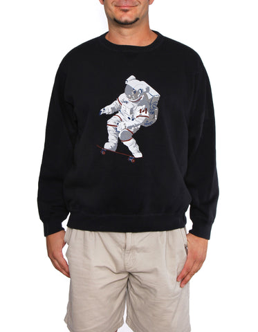 Official Chris Hadfield Skateboarding Astronaut Men's Crewneck Sweater (Midnight)