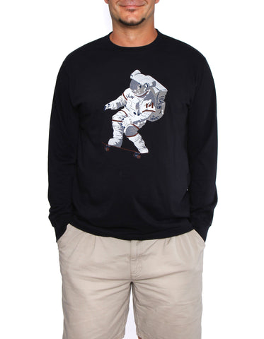 Official Chris Hadfield Skateboarding Astronaut Men's L.S. T-Shirt (Midnight)