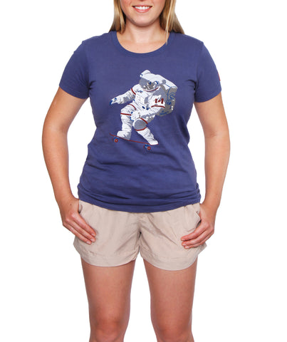 Official Chris Hadfield Skateboarding Astronaut Women's T-Shirt (Royal)