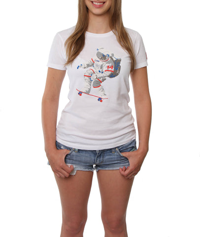 Official Chris Hadfield Skateboarding Astronaut Women's T-Shirt (White)