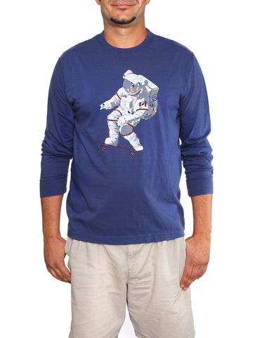 Official Chris Hadfield Skateboarding Astronaut Men's L.S. T-Shirt (Royal)